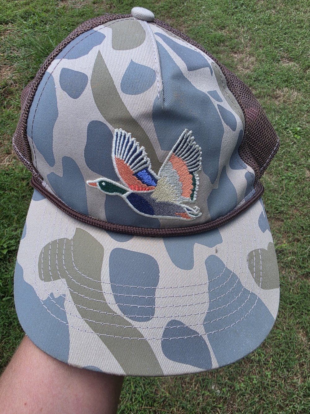 Camo Duck Patch Trucker Hat - Brown/Green/Blue